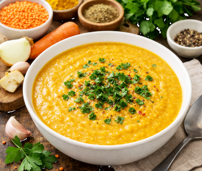 Supa crema de linte si legume