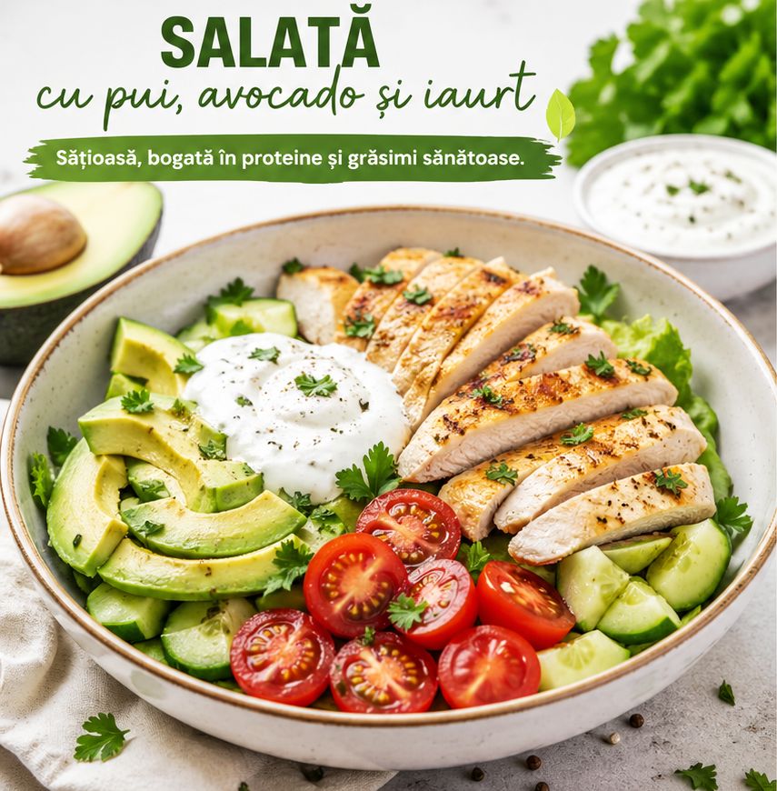 Salata de pui cu avocado si iaurt - pentru diabetici