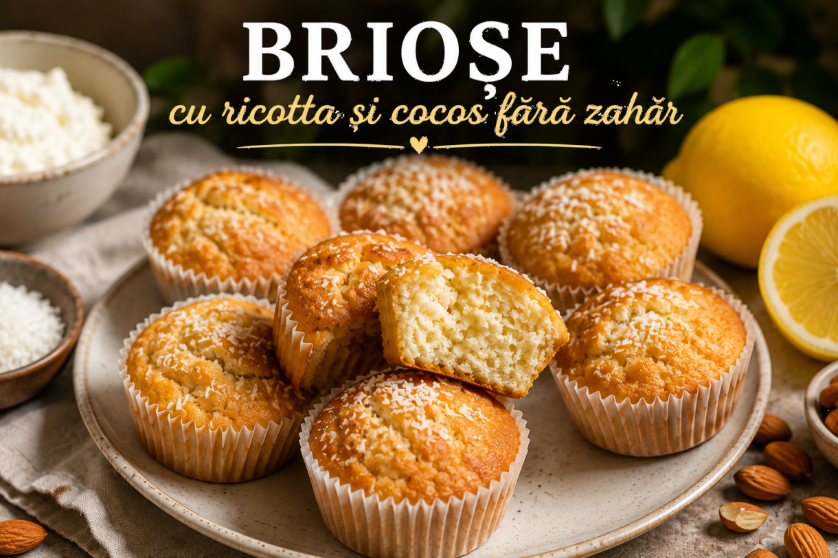 Briose cu ricotta si cocos - reteta fara zahar