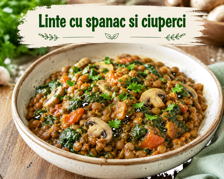 Linte cu spanac si ciuperci - reteta