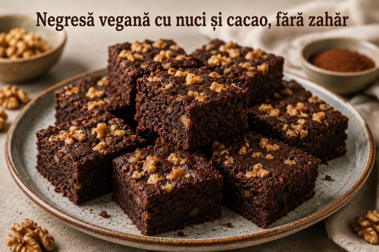 Negresa vegana cu nuci si cacao