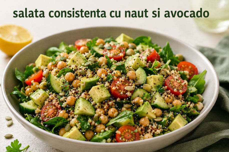 Salata consistenta cu naut si avocado