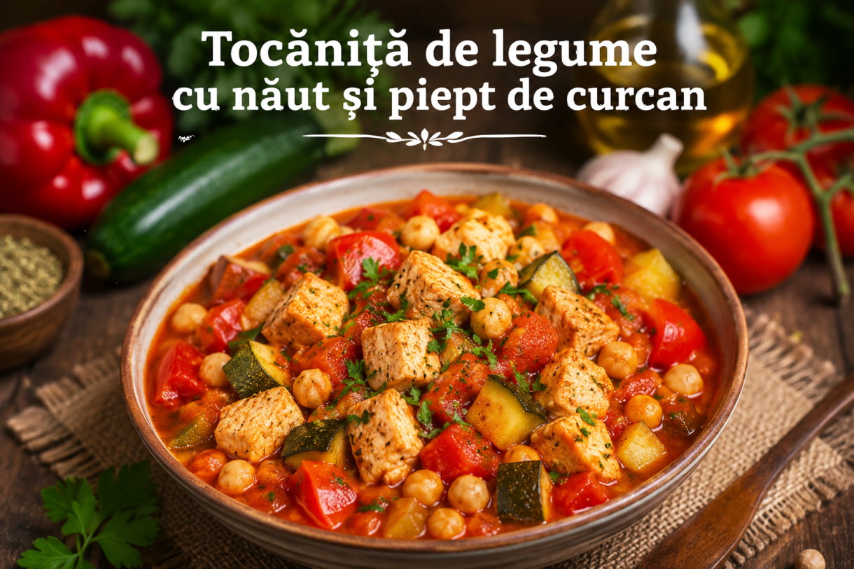 Tocanita de legume cu naut si piept de curcan - reteta diabet