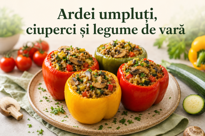 Ardei umpluti cu ciuperci si legume de vara - reteta fara orez
