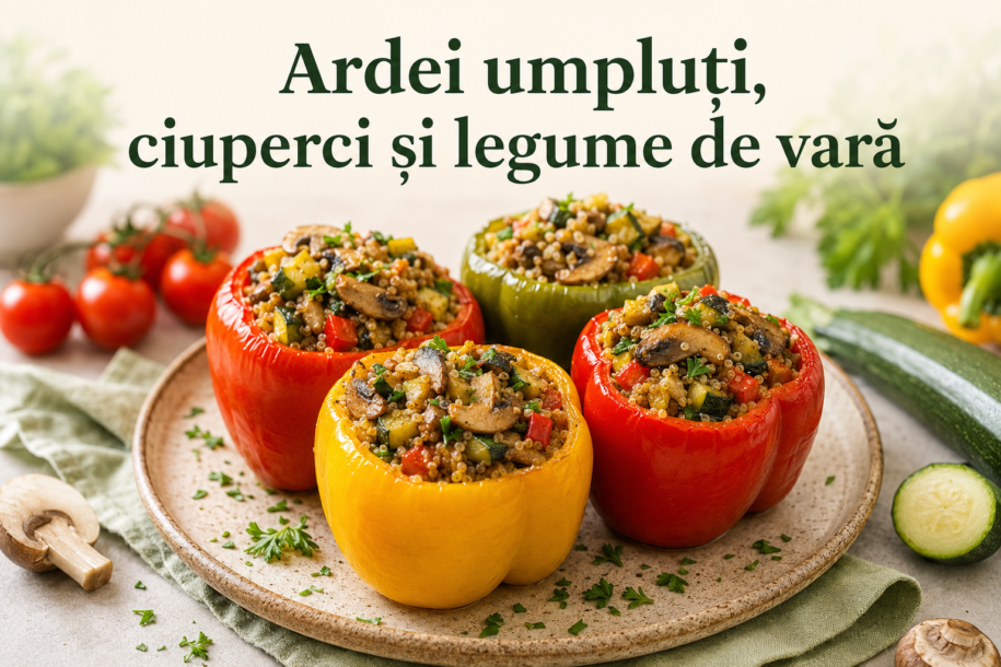 Ardei umpluti cu ciuperci si legume de vara - reteta fara orez