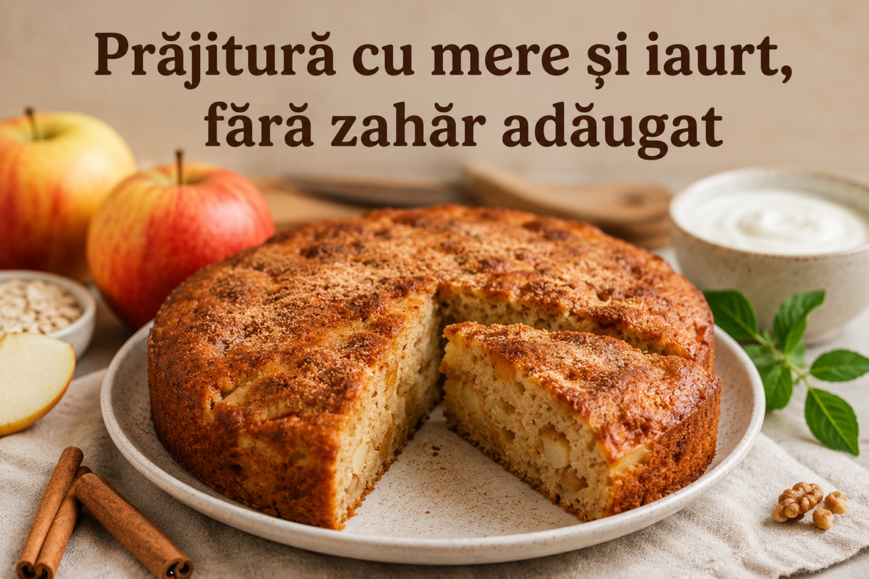 Prajitura cu mere si iaurt - reteta fara zahar