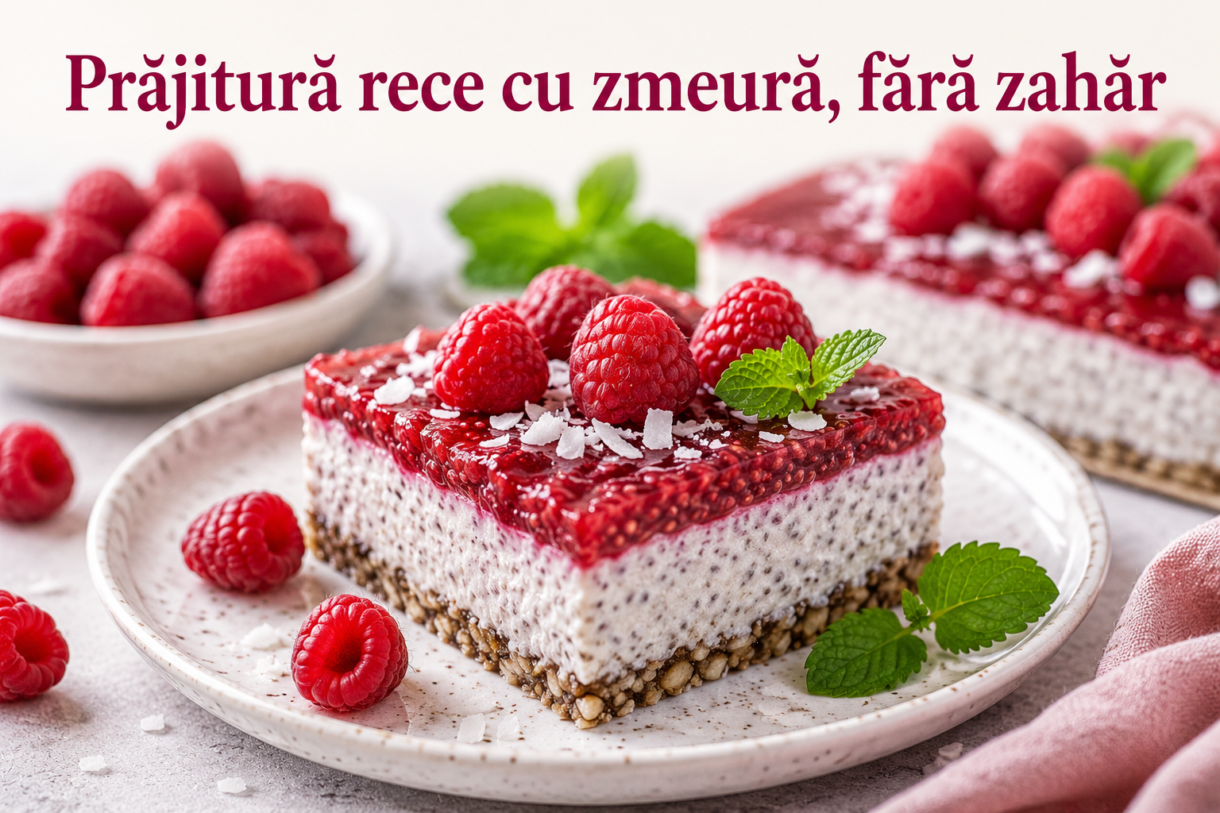 Prajitura rece cu zmeura, fara zahar
