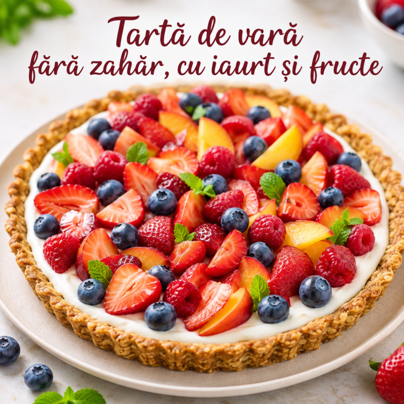 Tarta de vara fara zahar cu iaurt si fructe