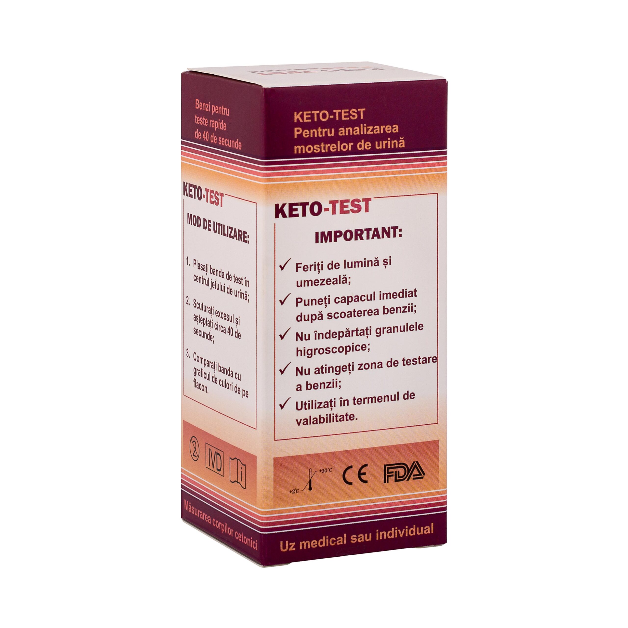 KETO - TEST, 100 benzi de testare rapidă a corpilor cetonici din urină (cetonurie) - imagine 4